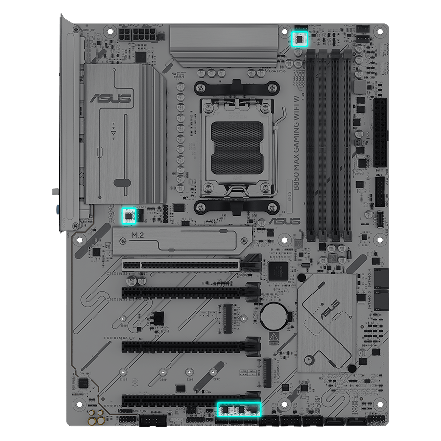 ASUS B850 MAX GAMING WIFI W - AMD AM5 ATX Motherboard, White PCB